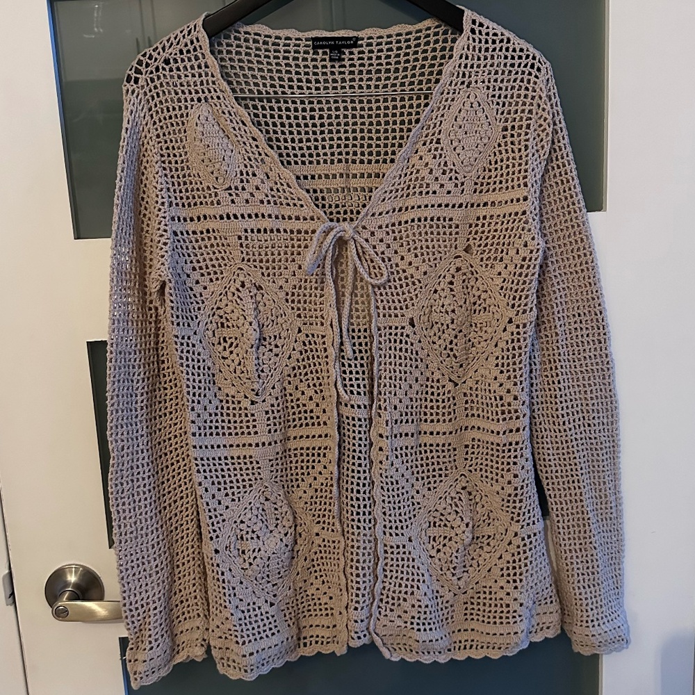 Vintage Crochet Tie Front Cardigan Top